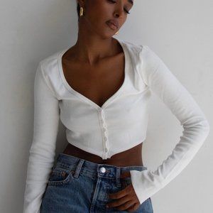 Long Sleeve Cardigan Ribbed Button Down Meshki